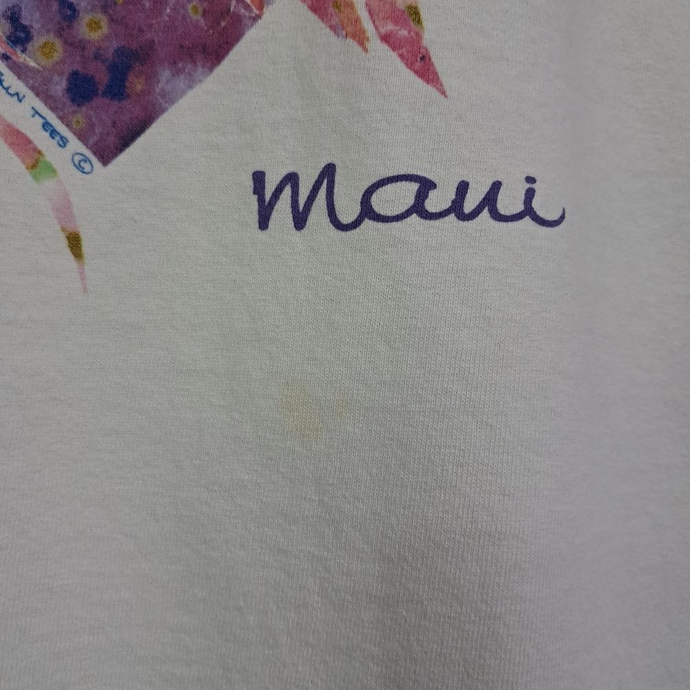 Vintage Anvril Maui Shirt Women XL White USA Sun Tees Y2K Colorful Vacation Fish - Picture 8 of 13